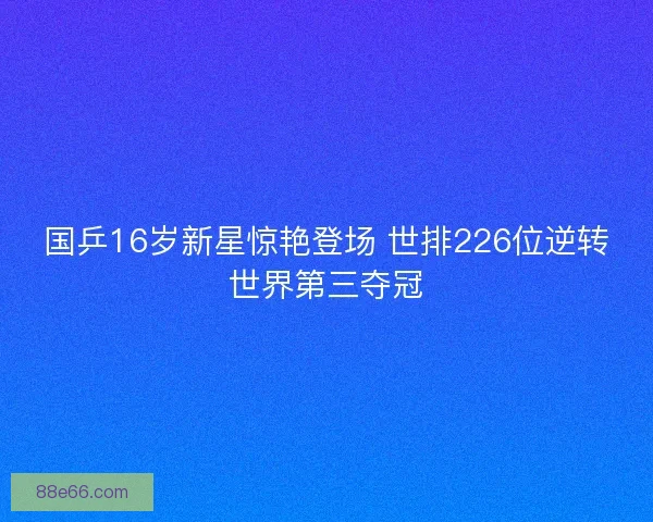 国乒16岁新星惊艳登场 世排226位逆转世界第三夺冠