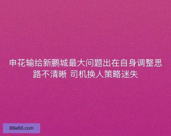 申花输给新鹏城最大问题出在自身调整思路不清晰 司机换人策略迷失